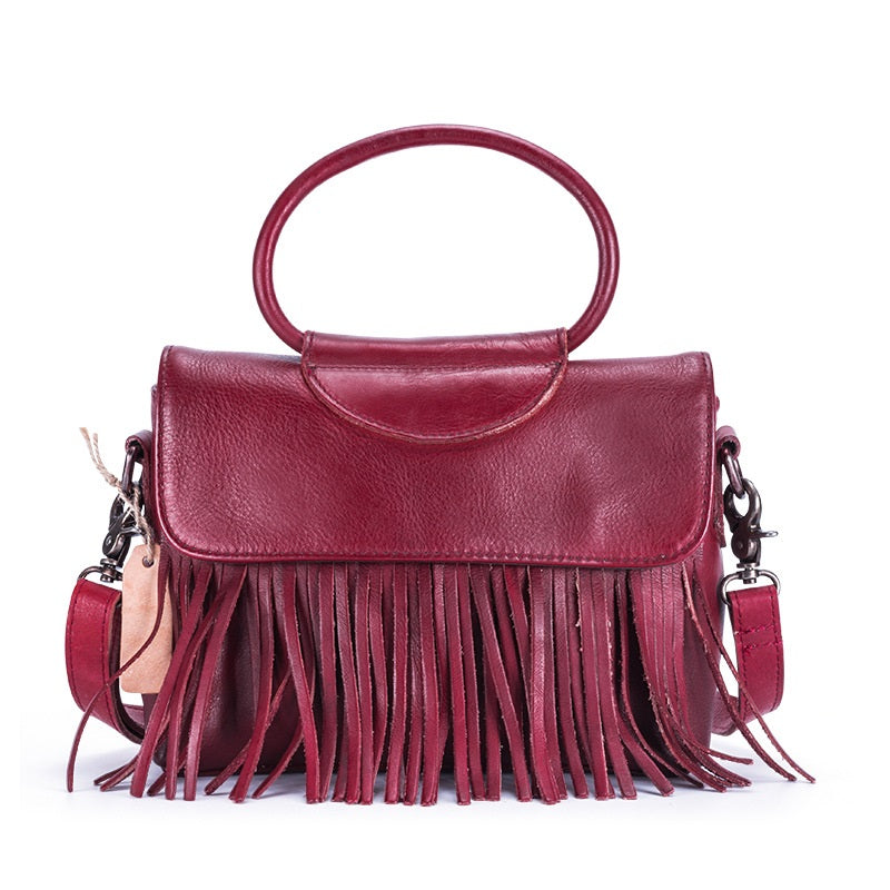 Tanned Fringe Leather Handbag