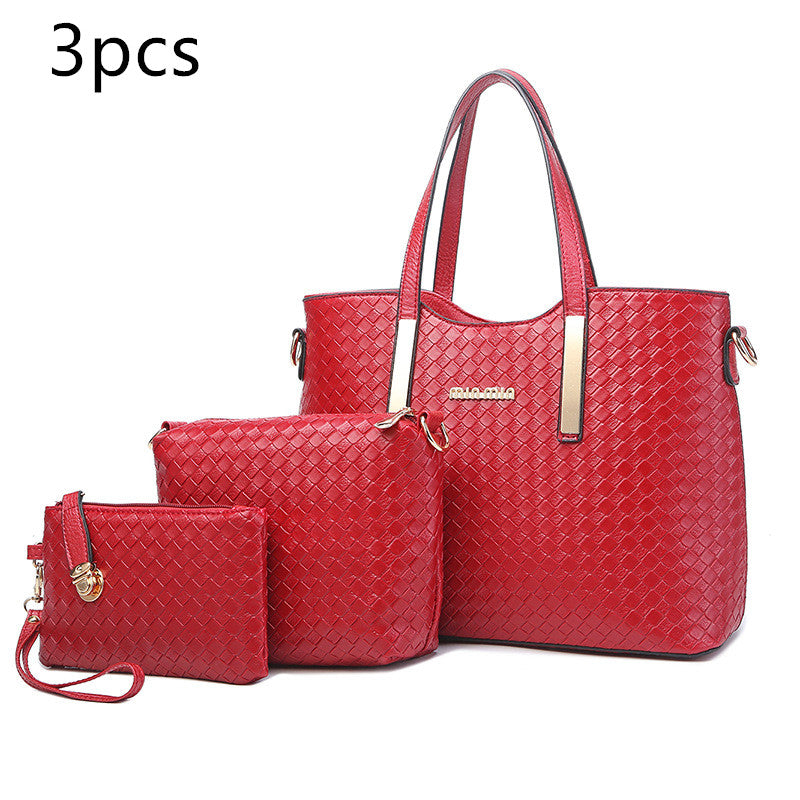 Woven ladies handbag set of 3