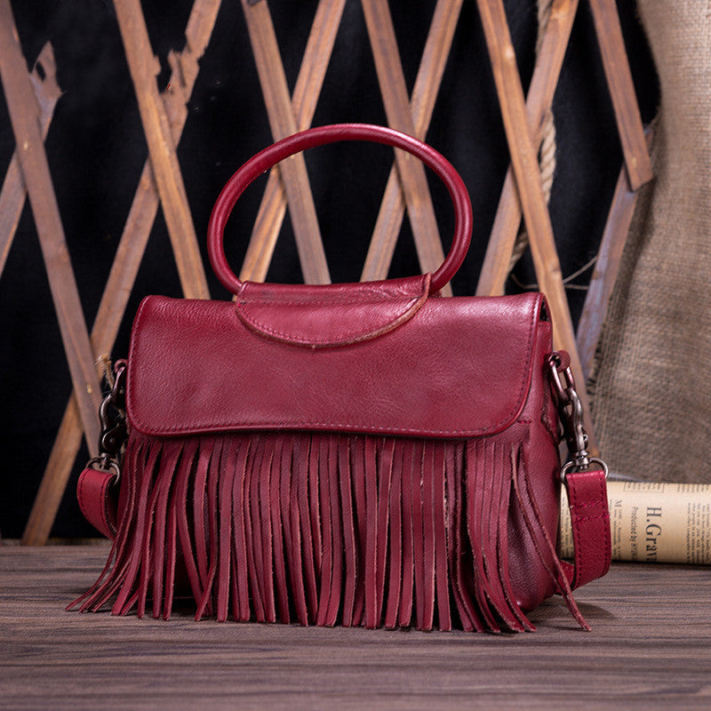 Tanned Fringe Leather Handbag