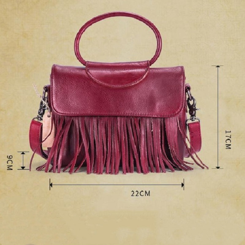 Tanned Fringe Leather Handbag
