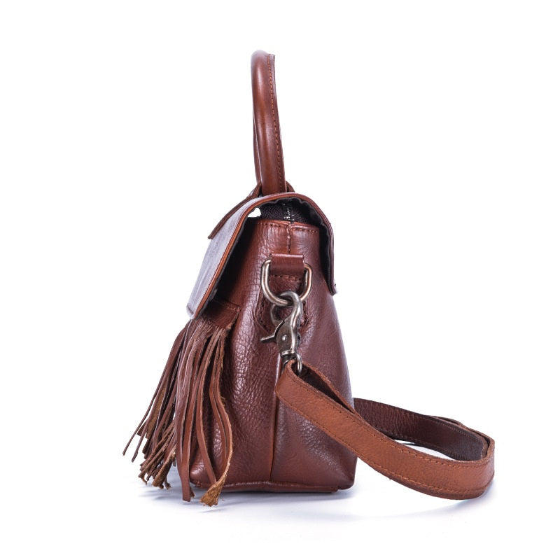 Tanned Fringe Leather Handbag