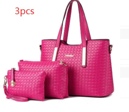 Woven ladies handbag set of 3