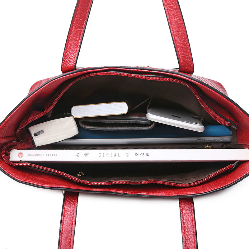 Woven ladies handbag set of 3
