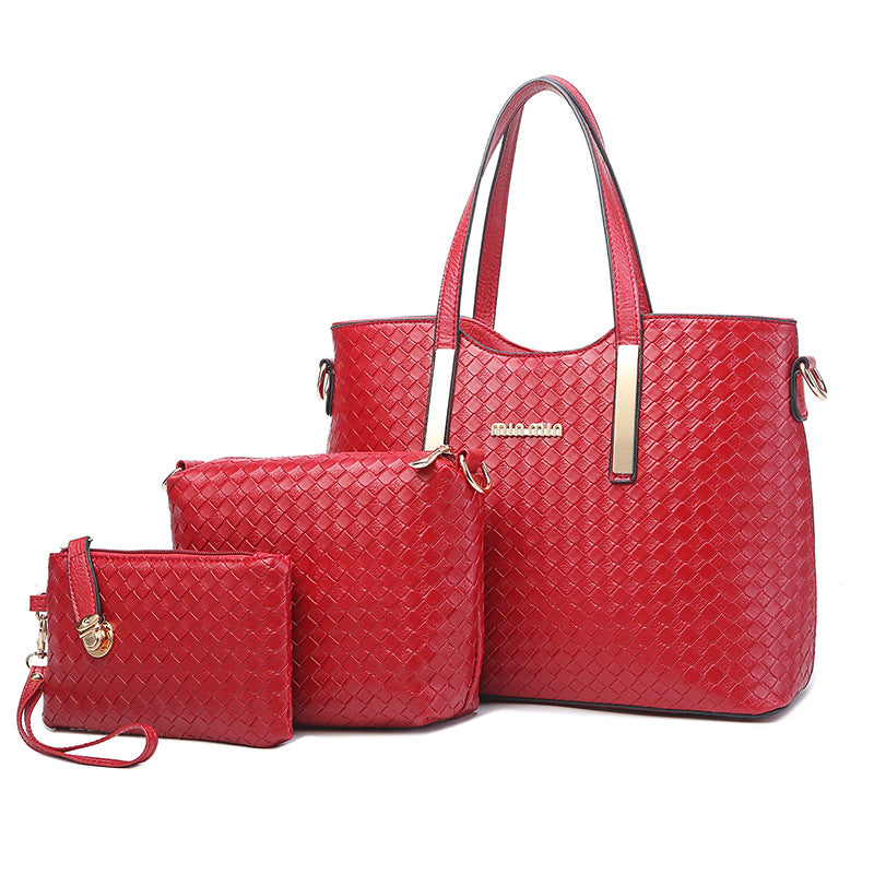 Woven ladies handbag set of 3
