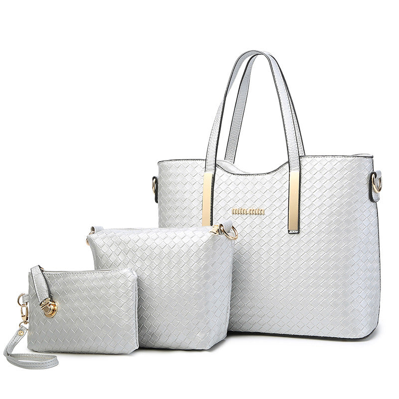 Woven ladies handbag set of 3