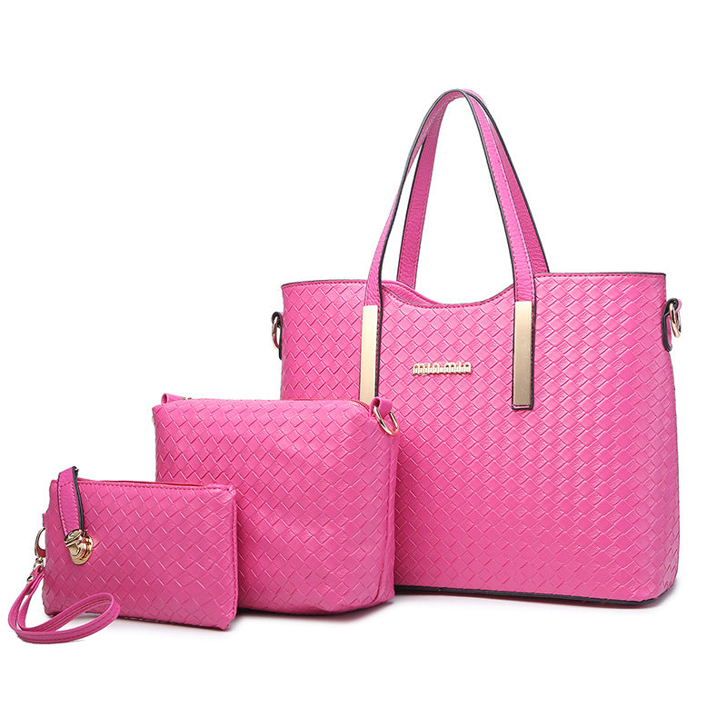 Woven ladies handbag set of 3