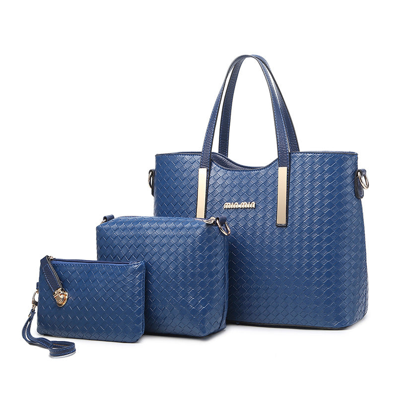 Woven ladies handbag set of 3