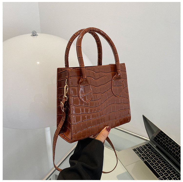 Women's Solid Color Stone Pattern Animal Print Crossbody Bag