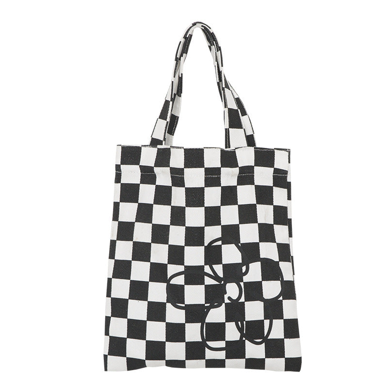 Black And White Small Canvas Handbag Girls Students