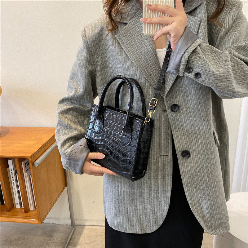 Women's Solid Color Stone Pattern Animal Print Crossbody Bag