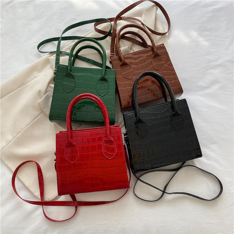 Women's Solid Color Stone Pattern Animal Print Crossbody Bag